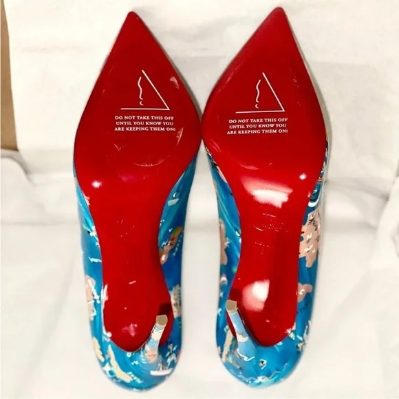 Christian Louboutin Hot Chick pumps 100mm patent blue Greek Odyssey EU37 - Picture 12 of 14